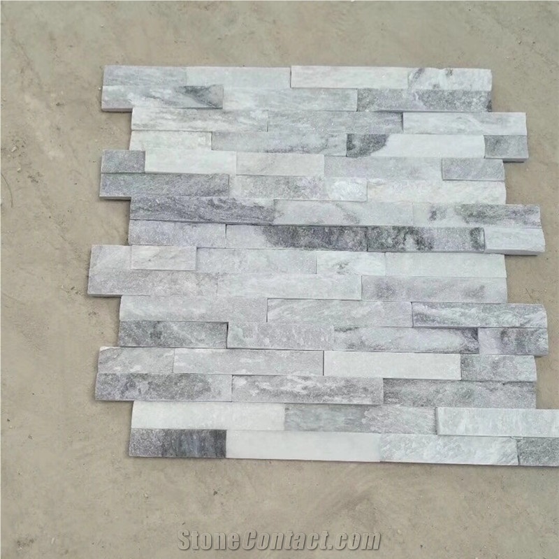 Rought Surface White Quartz Stone Panel, Wall Cladding Veneer