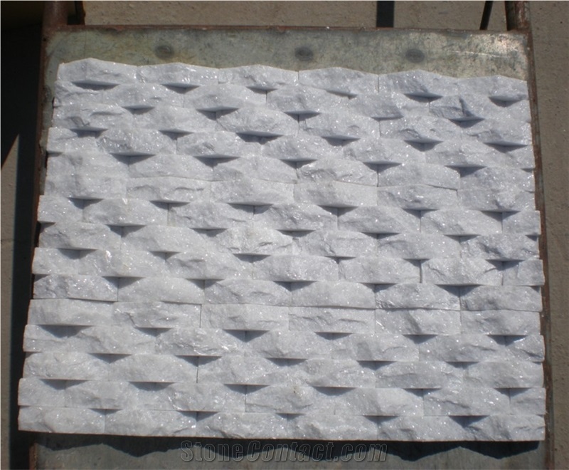 Rought Surface White Quartz Stone Panel, Wall Cladding Veneer