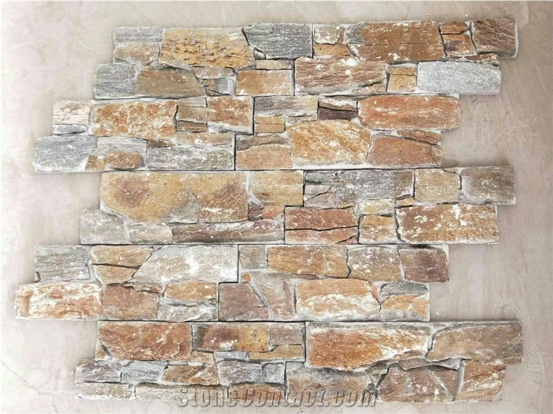 Rusty Slate Stone Wall Cladding with Cement