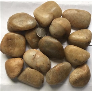 Yellow Natural River Stone Landscaping Decoration Pebbles