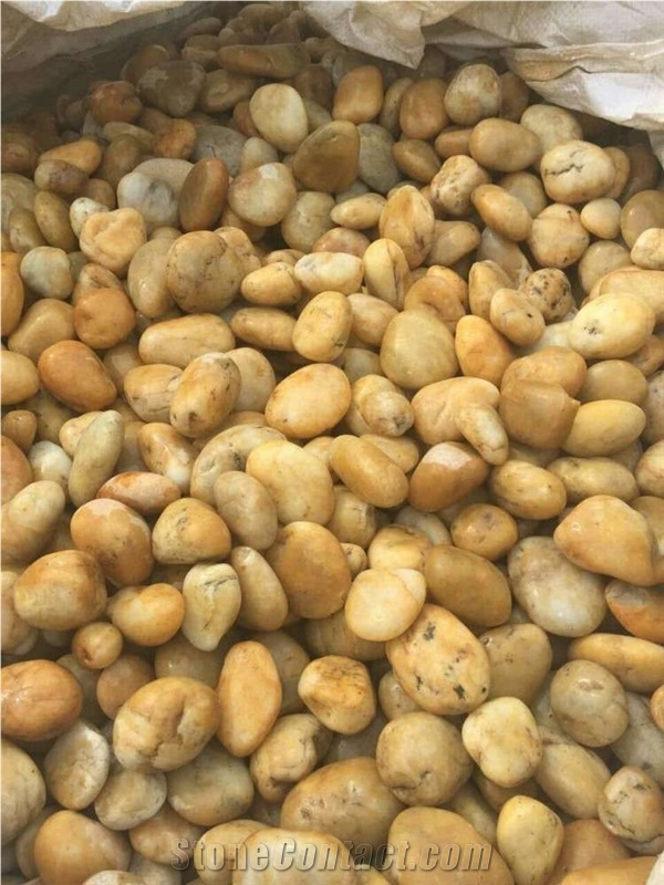 Yellow Natural River Stone Landscaping Decoration Pebbles