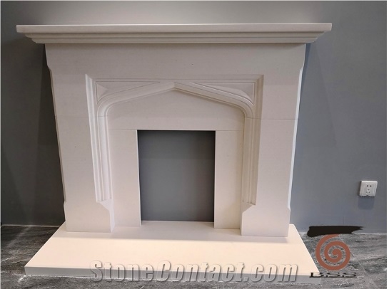 Aegean Limestone White Fireplaces Mantels Surround