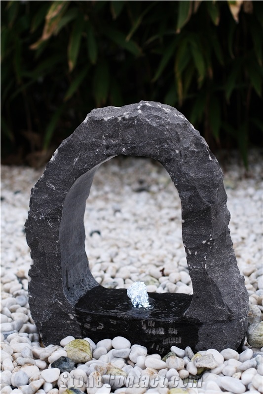 Black Granite Abstract Outdoor Garden Sculpture