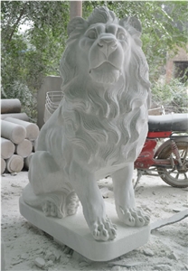 White Marble Lion Garden Sculpture Hand Carved