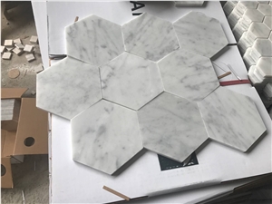 Italian Carrara White Marble Mosaic Tiles Heaxagon Marble Mosaic Wall Tiles