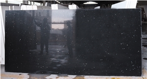 Black Artificial Quartz Stone Slabs with Gold, Artificial Floor Tiles
