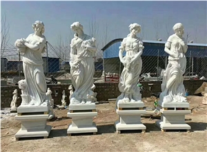 China Marble Human Sculptures Statues Four Season Girl Garden Carvings