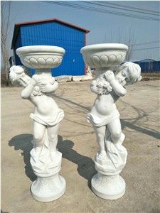 China White Marble Sculptures Handmade Stone Carvings Landscape Statue
