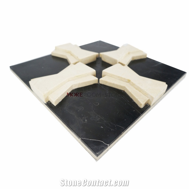 Black and Beige 3d Marble Wall Pattern Panel