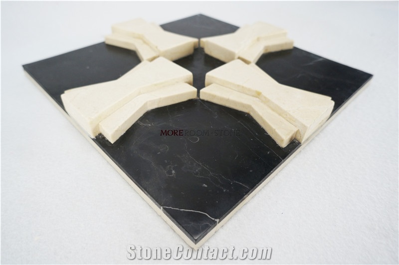 Black and Beige 3d Marble Wall Pattern Panel