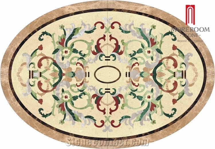 Custom Oval Waterjet Marble Carpet Medallion