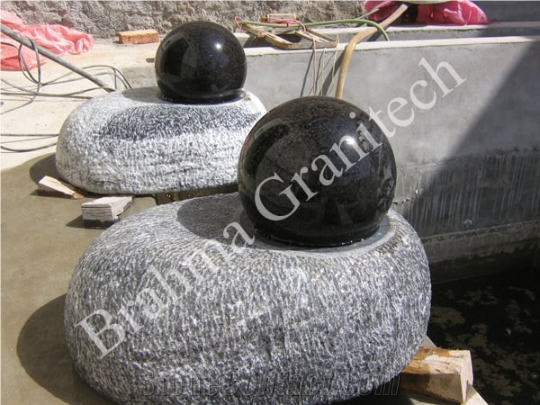 Bhilwara Black Granite Rolling Sphere Fountains