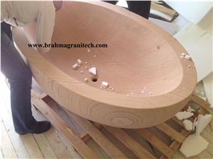 Marble Carved Solid Oval Bathtub