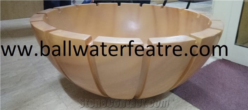 Stone Bowl,Bowl Water Feature, Teak Wood Sandstone Fountain Large Bowl