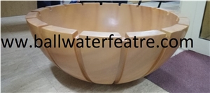Stone Bowl,Bowl Water Feature, Teak Wood Sandstone Fountain Large Bowl