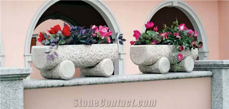 G603 G682 G654 Granite Stone Flower Pots Vases Granite Troughs Planter