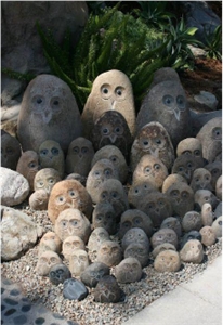 Granites Stones Owls,River Pebbles Ornaments,Handcrafts Animal Sculpture