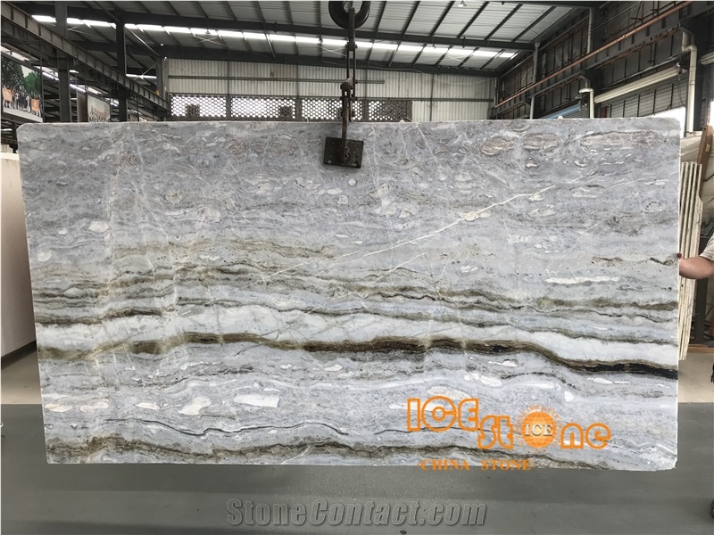 China Polished Blue Valley Marble Bookmatch Crystal Slabs Tiles
