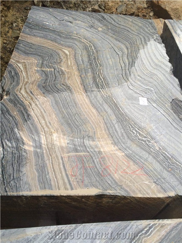 Silver Wave Marble- Black Forest Brown Vein Marble Quarry Block