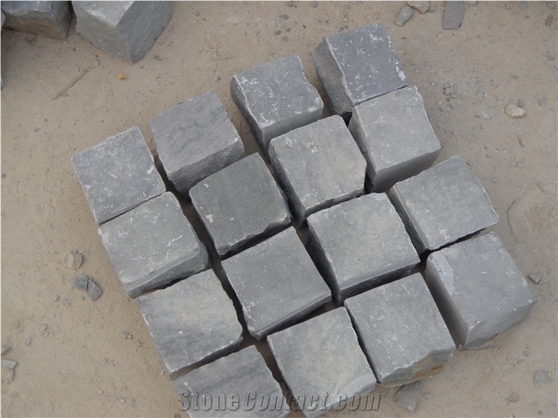 China Natural Split Green Sandstone Cobble Stone