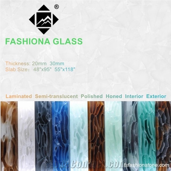 Fashiona Laminated Jade Glass Slab,Interior and Exterior