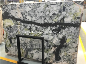 Chinese White Beauty Slabs&Tiles/Ice Connect Marble/Green Jade