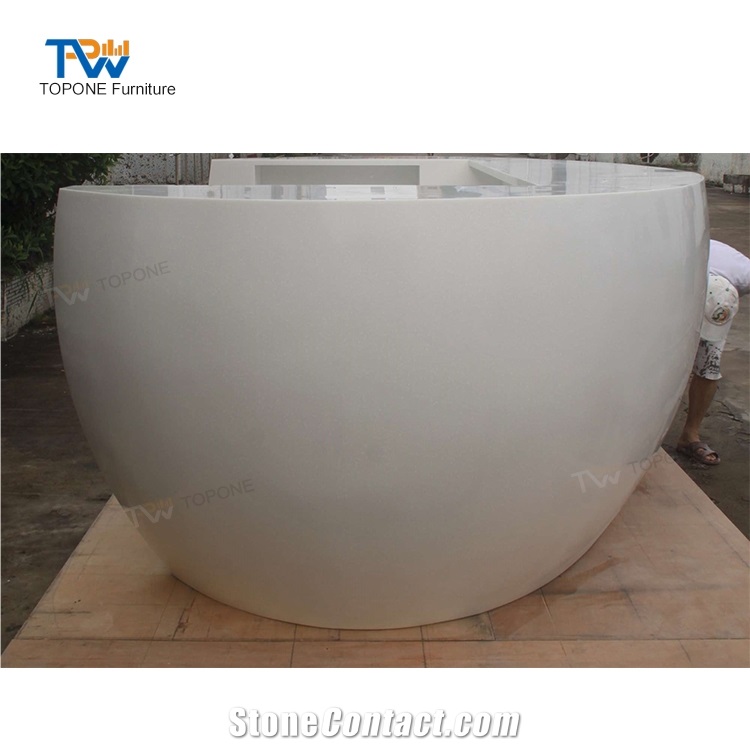 Ball Shape Round Luxury Marble Stone Office Reception Desk Top Factory
