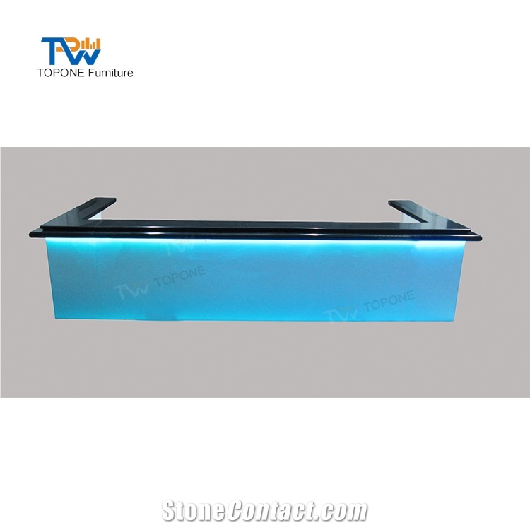 Black Marble Stone Top Led U Shape Bar Counter Furniture China Factory