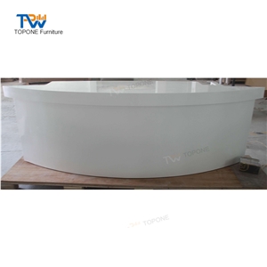 Curved Artificial Marble Stone White Office Furniture Desk Top Design
