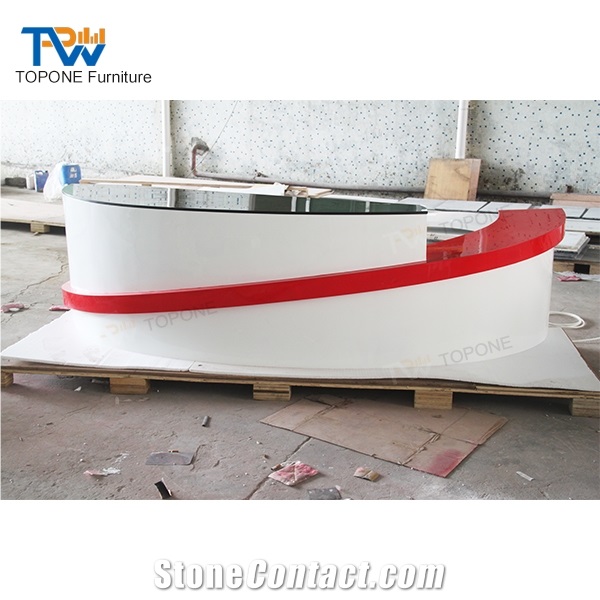 High Gloss Beauty Salon Furniture Marble Stone Reception Desk