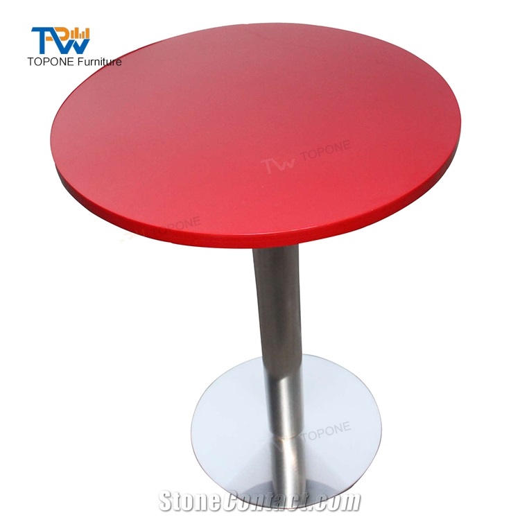 Red Color Round Solid Surface Restaurant Table Tops for Restaurant