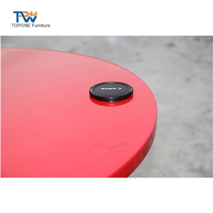 Red Color Round Solid Surface Restaurant Table Tops for Restaurant