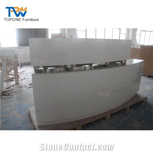 Small Purple Solid Surface Marble Stone Reception Desk Tops Factory
