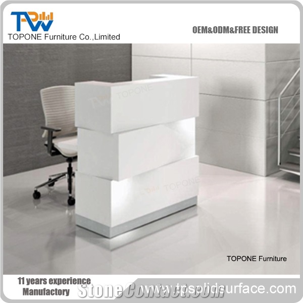 White Color Reception Desk Reception Counter Commercial Furniture
