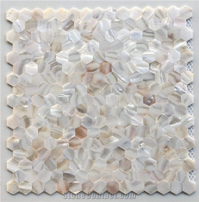 Brown Color Hexagonal Mop Seashell Backsplash Mosaic Bathroom Tile