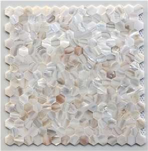 Brown Color Hexagonal Mop Seashell Backsplash Mosaic Bathroom Tile