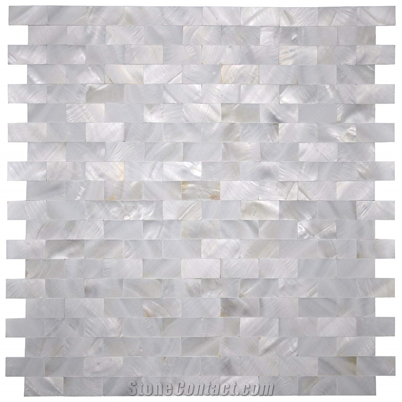 Inter-Locking Mother Of Pearl Subway Tile Backsplash for Kitchen from ...