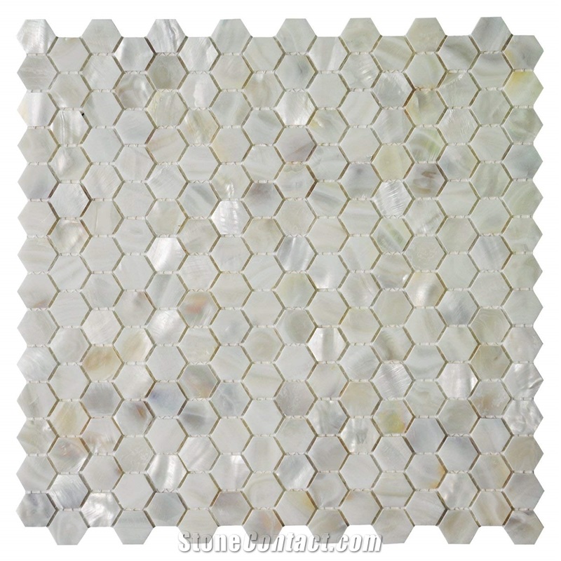Oyster Shell Backsplash Tile Mini Hexagon Mosaic