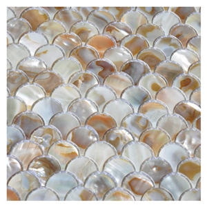 Unique Mosaic Backsplash Tile Seashell Mosaics Fish Scale Design