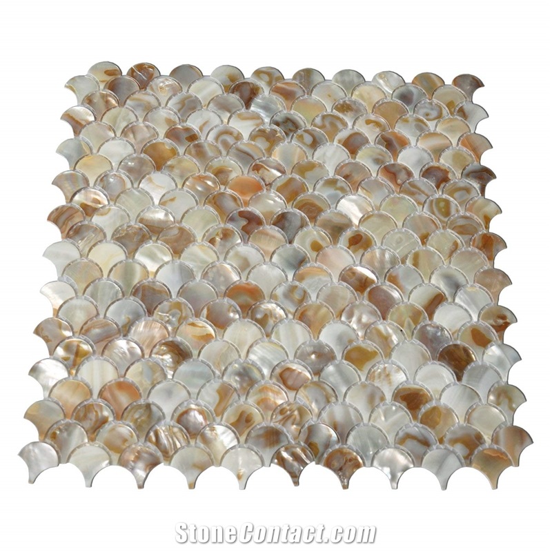 Unique Mosaic Backsplash Tile Seashell Mosaics Fish Scale Design