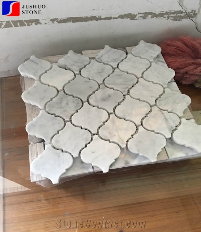 Bianco Carrara Marble Lantern Shape Mosaic Marble Block Price Flooring
