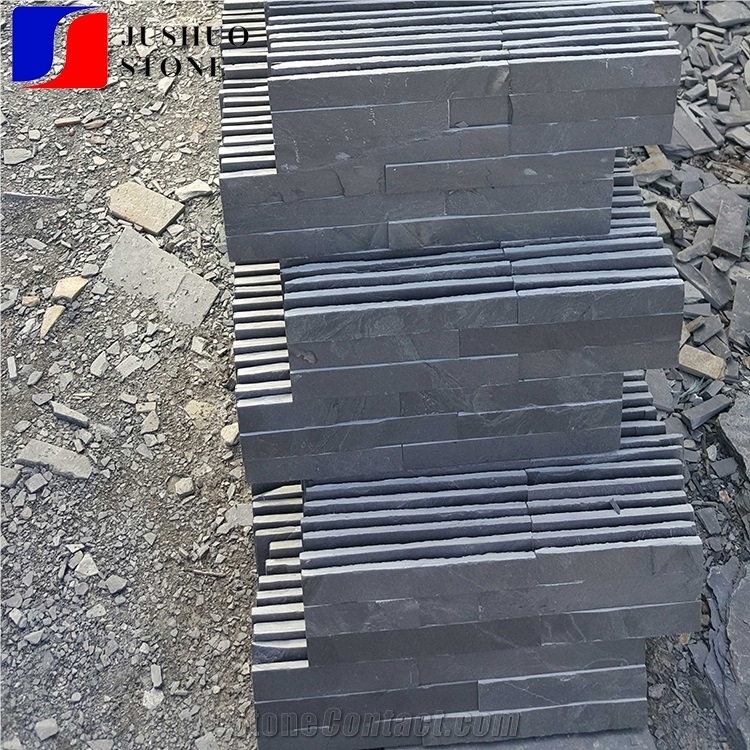 China Factory Lai Chau Black Slate,Ocean Black Wall Cladding Tiles