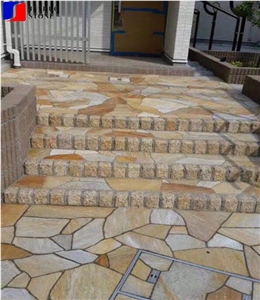 Golden Beige Quartzite Random/Irregular Flagstones Paver Flooring Tile
