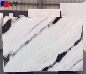 Landscape Paintings,White with Black Net Viens,Panda White Jade Marble