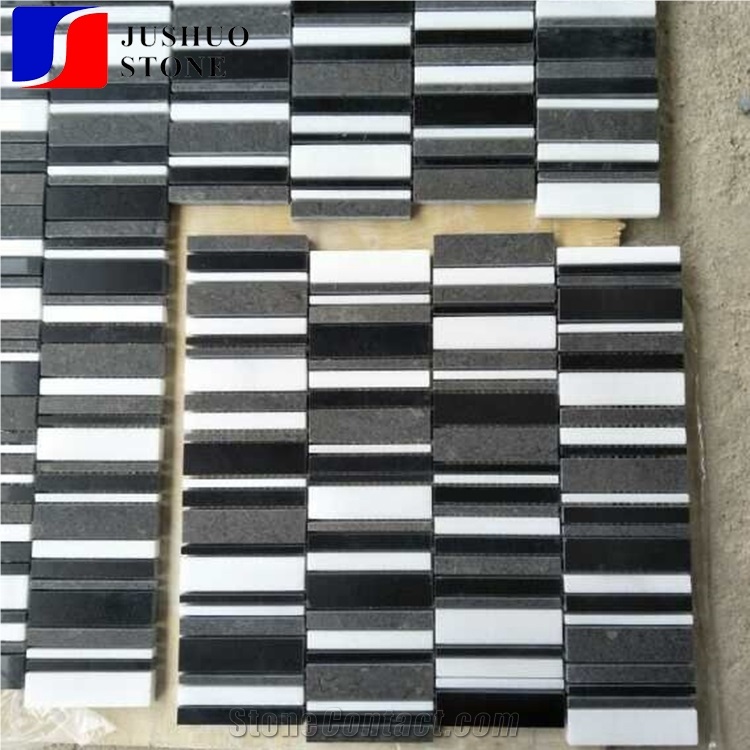Multi Color Polished Stone Mosaic Tiles and Wall Cladding Panel Pavers
