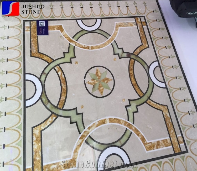 New Design China Multicolor Marble Water Jet Square Medallion Tile