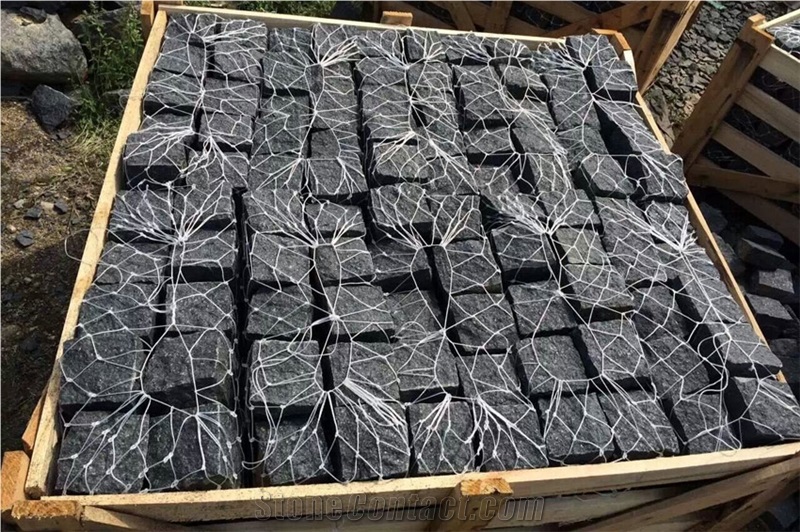 China Black G684 Basalt Flamed Tiles Cutting,Floor