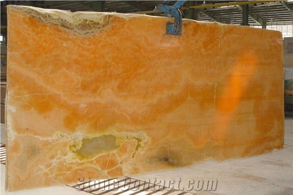 Naranja Orange Onyx Slab Translucent Golden Stone Cut to Size Floor Tiles