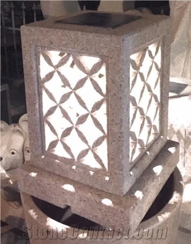 G696 Granite Lantern with Solar Panel, Solar Light L for Outdoors