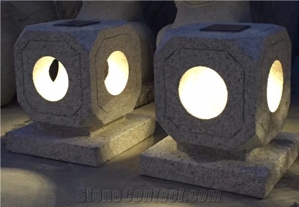 Granite Dice Design Garden Lantern , Solar Light Exterior Lamps